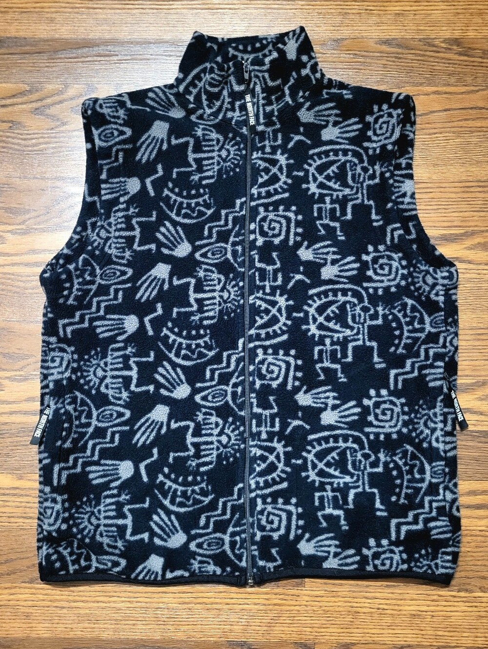 Fleece Full Zip NORTH FACE Vest Tribal People GEOMETRIC Print Mens M / Womens L
